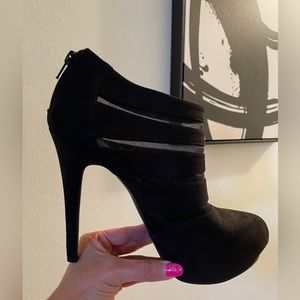 Jessica Simpson black suede booties with zipper.